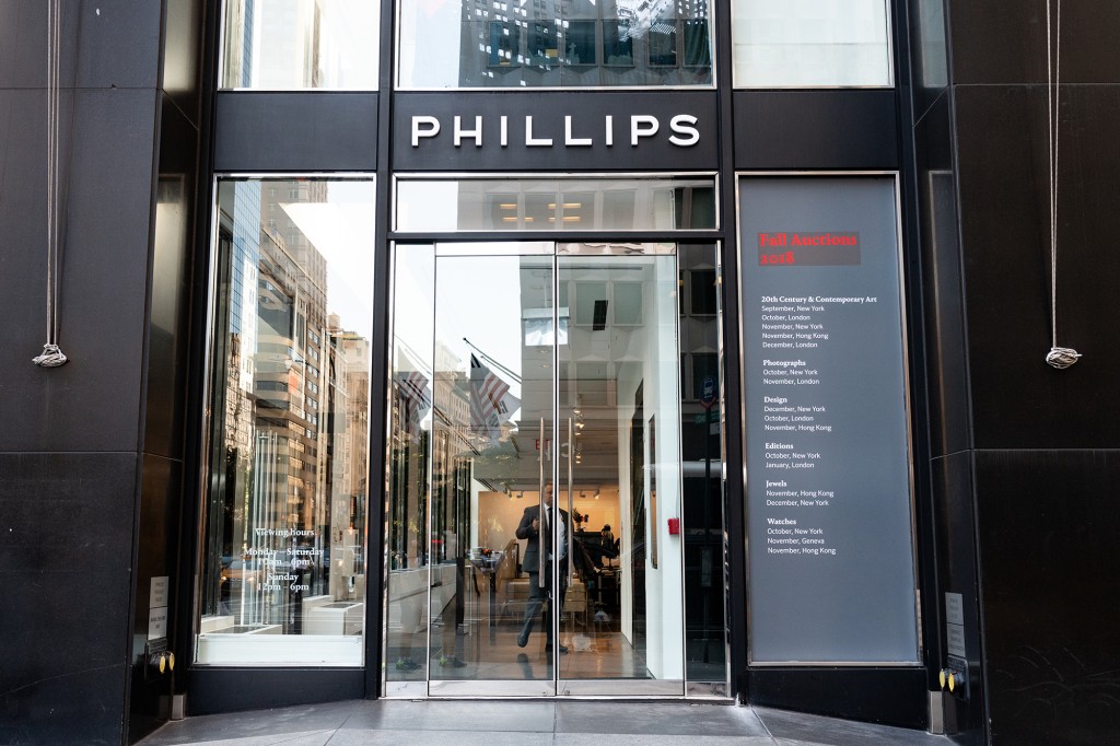 The exterior of the Philips auction house in New York