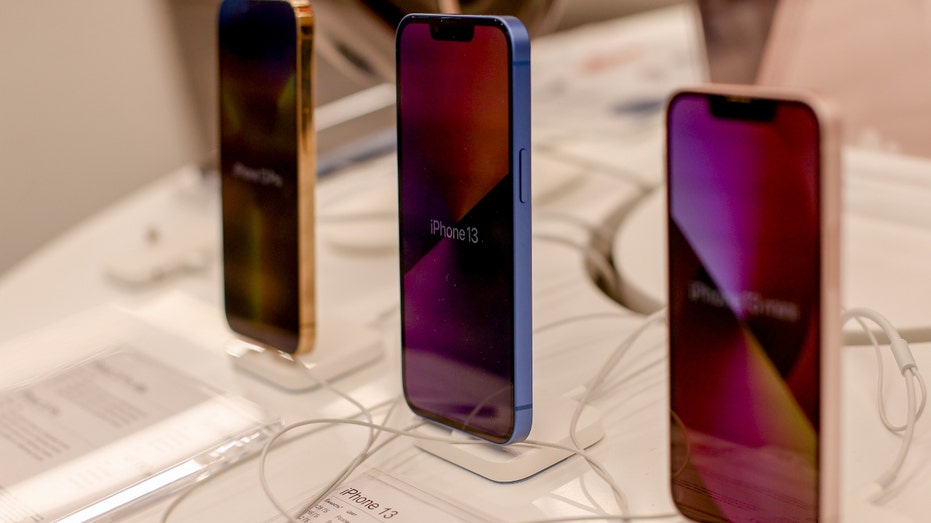 The latest iPhone models are on display at the Store in Moscow, Russia on March 5, 2022. Apple announced that it has stopped selling all of its products in Russia.  (Photo by Sefa Karacan/Anadolu Agency via Getty Images)