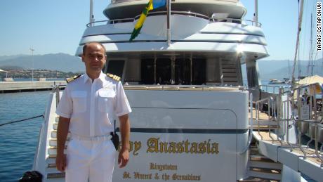 Before trying to sink Lady Anastasia in protest of the Russian war on Ukraine, Taras Ostapchuk worked as a yacht engineer for a decade.  This photo was taken in 2013 in Corsica, in the Mediterranean.