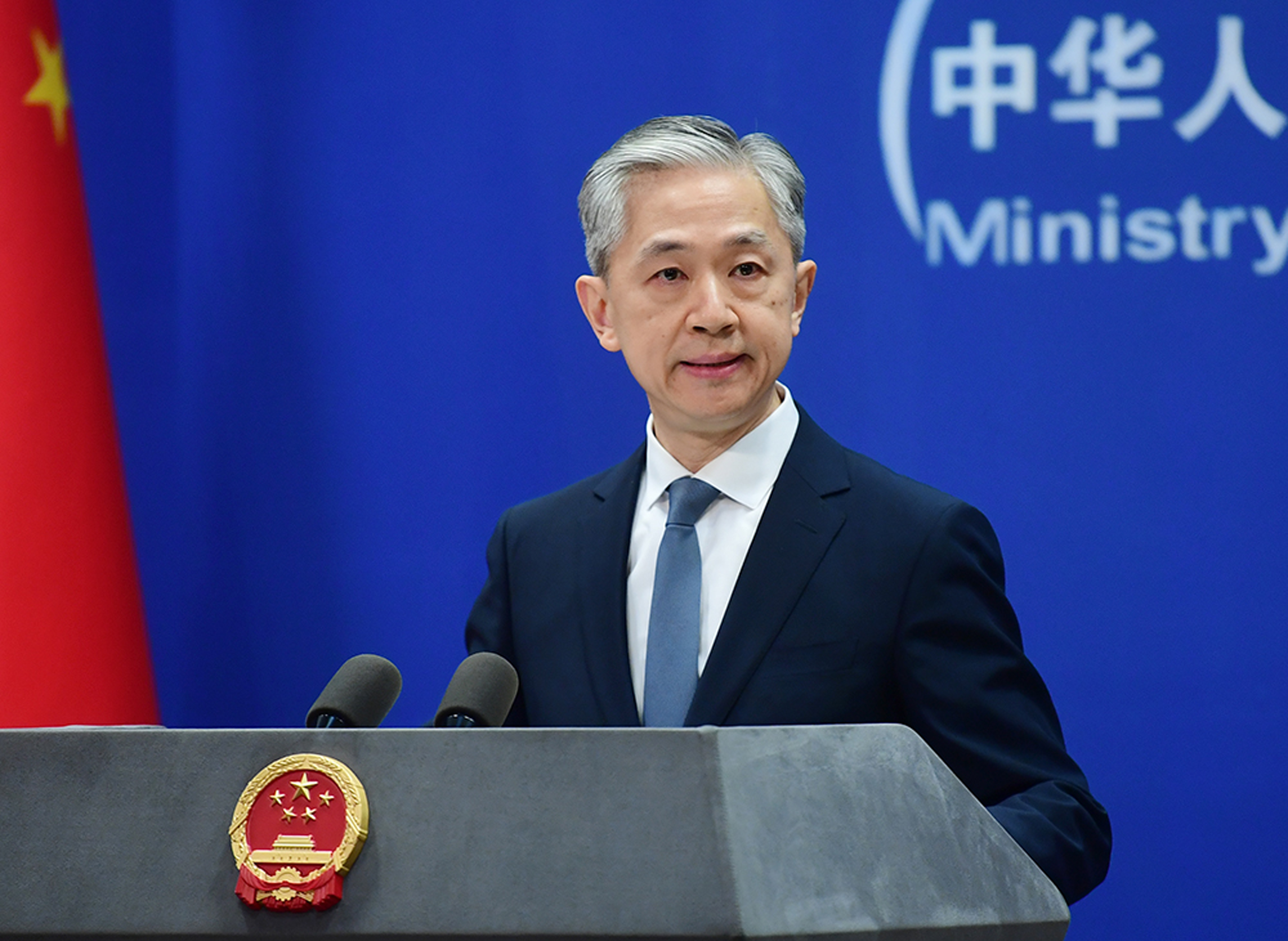 Chinese Foreign Ministry spokesman Wang Wenbin speaks at a press conference in Beijing, China, on March 1.