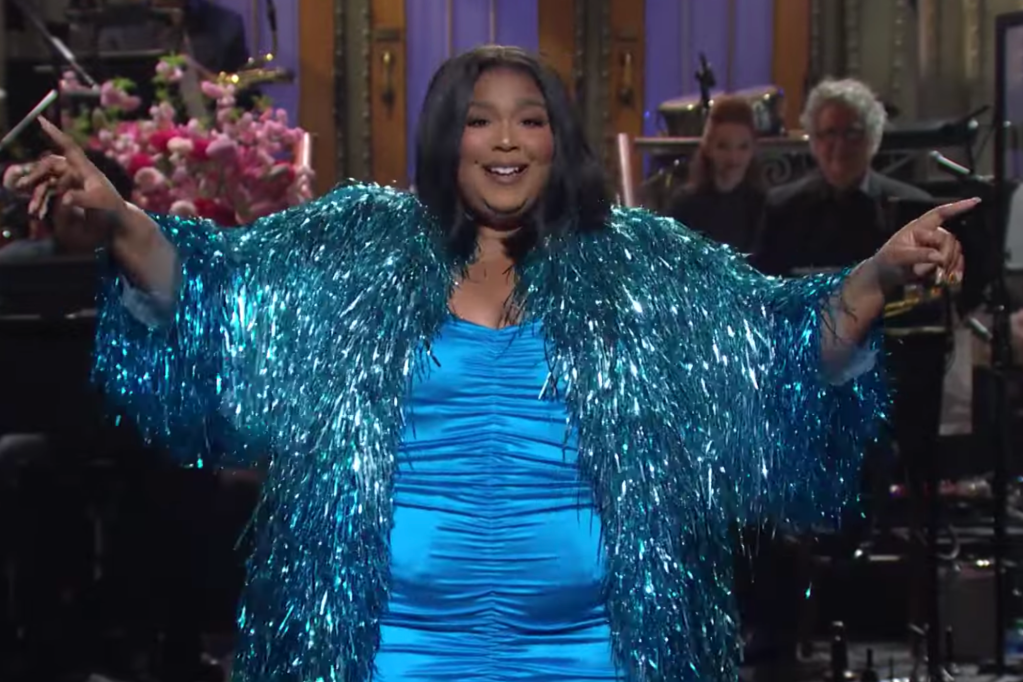 Lizzo plays the host of Saturday Night Live during its opening monologue, where she also has a guest musical role.