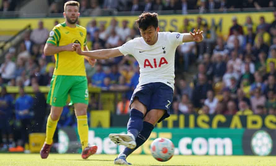 Son Heung-min scored Tottenham's fourth goal at Carrow Road.