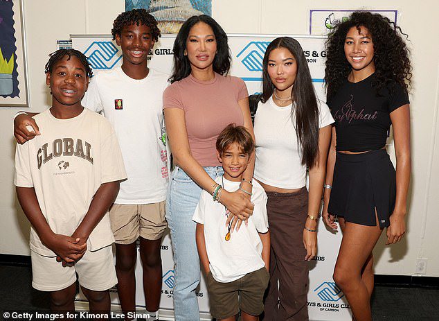 Family Portrait: Kimora Lee Simmons and her family host a back-to-school gift with Boys & Girls Clubs of America, Family Dollar, and Crayola on Thursday