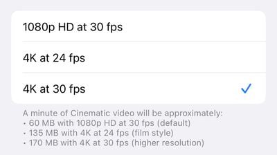 iPhone 14 Pro Settings 4K Cinema Mode