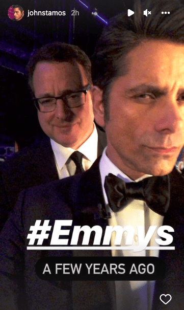 John Stamos shares a throwback photo of him with Bob Saget at the Emmys 'A Few Years Ago' ahead of the 2022 gala. (Image: John Stamos via Instagram)