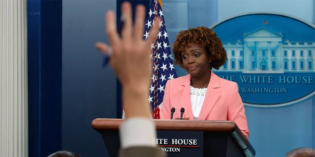 White House Press Secretary Karen Jean-Pierre speaks to reporters during the daily briefing in the Brady Press Briefing Room of the White House on September 28, 2022 in Washington, DC.