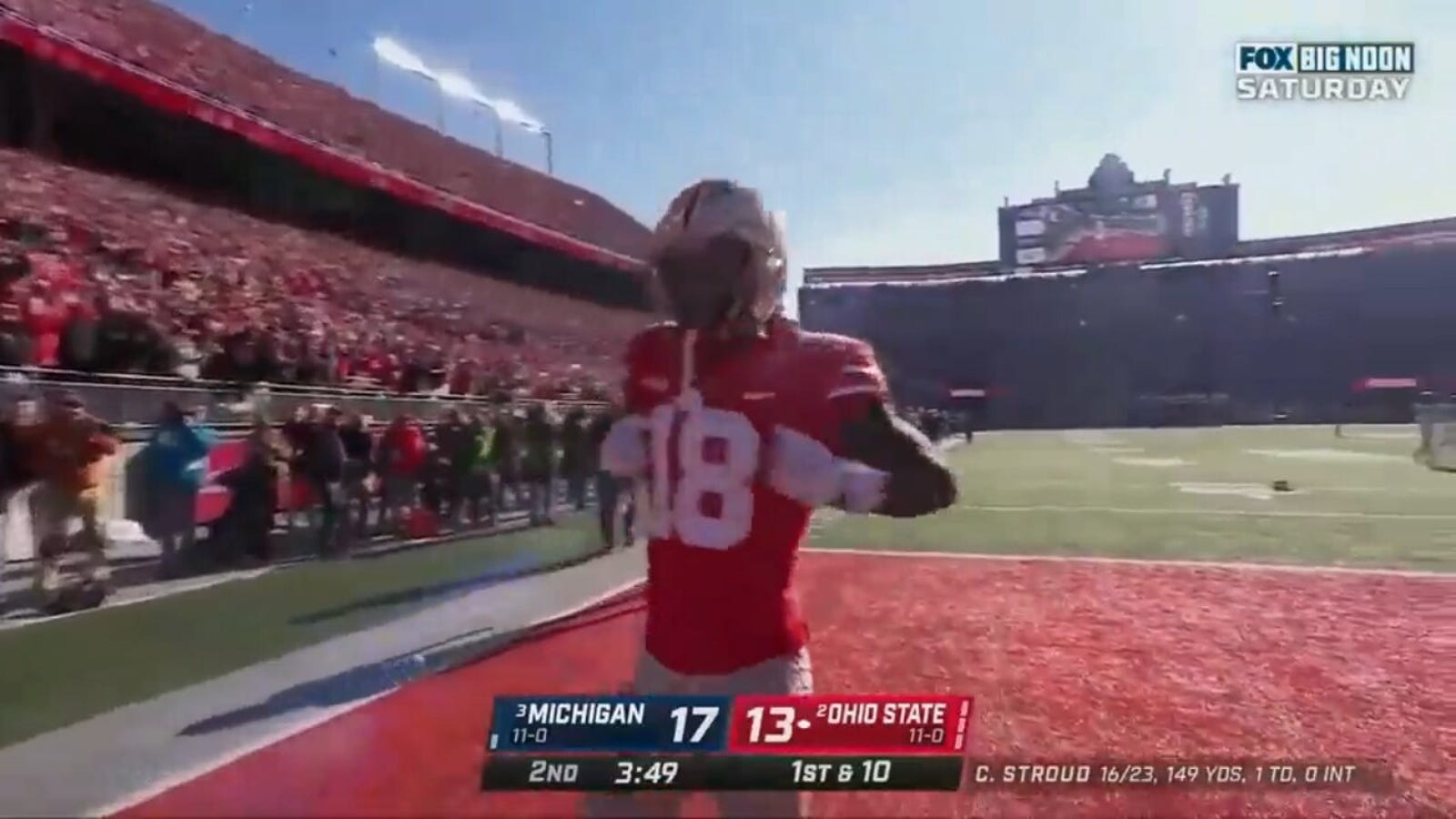 CJ Stroud of Ohio State hits Marvin Harrison Jr. for the 42-yard touchdown